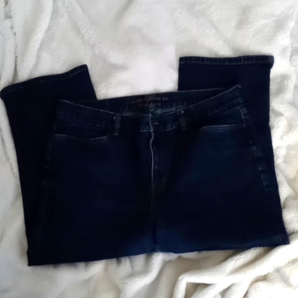 Lauren Jeans Co Ralph Lauren Classic Midcalf jeans, size 10, dark wash, cropped